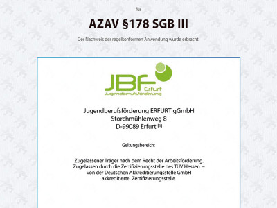 Taufrisch AZAV rezertifiziert